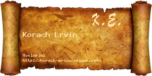 Korach Ervin névjegykártya
